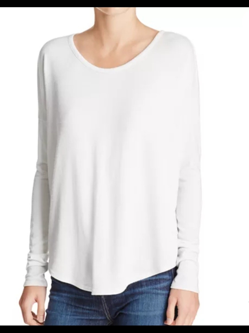 rag & bone  Hudson Long-Sleeve Tee Women's White Scoop Neck Long-Sleeve Top